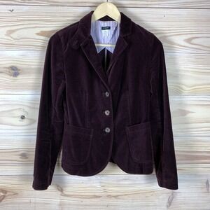 Vtg J Crew Velvet Blazer Women XS Bella Equestrian Purple Dark Academia 00s Prep